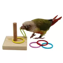 1/2/3 Sets Wooden Parrot Hoop Toy, Colorful Hoop Toys With 5 Rings (Random Colors), Bird Chewing Toy, Birdcage Accessories
