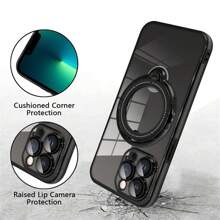 Ốp lưng kim loại mạ đen, có vòng xoay từ tính, vỏ mềm, phiên bản quốc tế, không phải phiên bản nội địa. - màu đen - Xem 5