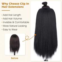 7pcs Fluffy Straight Hair Clip-In Extensions, Black Hair Pieces, Suitable For Straight Hair Clip-In Extensions - Black - View 8