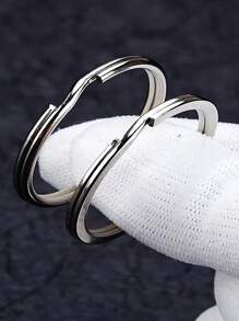 10Pcs Polished Silver Keyring Stainless Steel Hole Flat Key Ring Key Chain Rhodium Plated Round Split Keychain DIY Wholesale Casual School Car Accessories Cute Goth Y2k - Silver - View 5