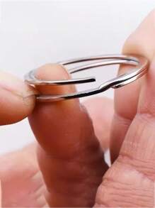 10Pcs Polished Silver Keyring Stainless Steel Hole Flat Key Ring Key Chain Rhodium Plated Round Split Keychain DIY Wholesale Casual School Car Accessories Cute Goth Y2k - Silver - View 4