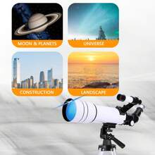 望遠鏡適用於成年人&兒童,70mm光圈(15X-150X)適用於天文學初學者,便攜旅行望遠鏡帶手機適配器&無線遙控器,天文學禮物適用於兒童黑色 - 黑與白 - 查看 7