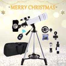 望遠鏡適用於成年人&兒童,70mm光圈(15X-150X)適用於天文學初學者,便攜旅行望遠鏡帶手機適配器&無線遙控器,天文學禮物適用於兒童黑色 - 黑與白 - 查看 8