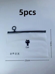 5pcs Frosted Transparent Zipper Organizer Bag, Simple Storage Pouch With Loop Handle For Travelling Cosmetics Stationery Mask, Portable Multi-functional Clear Ziplock Bags For Sorting And Storage - Black-5pcs - View 11