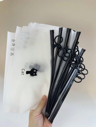 5 件裝磨砂透明拉鍊收納袋,帶環形手柄的簡單收納袋,用於旅行化妝品文具面膜,便攜式多功能透明自封袋,用於分類和存放