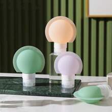 3Pcs Travel Split Bottles Portable Makeup Remover Sample Empty Bottles, Semi Circular Silicone Extrusion Split Bottles For 60Ml Shampoo, Cosmetics, Shower Gel Split Bottles Travel/School/Home, Living Room Home Bedroom Bathroom House Decor, Travel Stuff, Wedding, Party, Birthday, Gifts For Men Mom Dad Friends, New Years, Accessories, Funny Gift - Multicolor - View 4