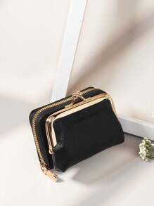 SOUTHLAND&KANGAROO Letter Women Wallets Short Pu Leather S Zipper & Hasp Multifunctional Large Capacity Bag Coin Card Holders Lightweight Fashion Modern Business Zipper Credit Card Business Casual Teacher's Day Teacher Gifts For Anniversary For Birthday Gift For Lady For Female White-Collar Workers For Women Wallet Purse Wallet Small Wallet - Black - View 6