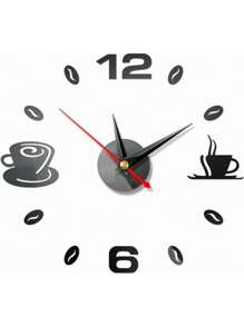 Große DIY Wanduhren für Wohnzimmer Dekoration, 3D dekorative Wanduhren, rahmenlose Spiegel Aufkleber Wanduhr Heimdekoration für Wohnzimmer Schlafzimmer, 1 Stück, Acryl Wandzahl Aufkleber, Kaffeebohnen und Kaffeetasse Muster, Lautloses Uhrwerk, batteriebetrieben, Heimdekoration, Raumdekoration Geschenke Geburtstag Abschluss Wanduhr