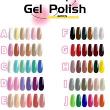 Set 6 Esmaltes Uñas Gel Polish Geles Colores Semipermanente - Multicolor - Ver 2