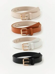 4PCS Women's Square Buckle Minimalist Versatile Decorative Waist Belt For Dress, Jeans Outfit, Workwear Fall, Autumn, Halloween - Multicolor - View 2