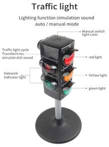 Byson 1pc Children's Road Traffic Signal Light Toy, Large Traffic Lights Model For Early Education - Black - View 4