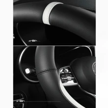 1 pièce Housse de volant de Napa pour toutes les saisons, noire, diamètre 38 cm, ronde/en D, convient pour un volant de 14,5 à 15 pouces