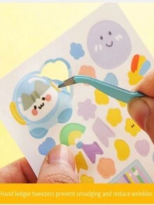 Bộ nhíp màu trơn, 2 chiếc được phủ bằng thép không gỉ Đầu thẳng và cong Miếng dán móng tay bằng đá quý Công cụ bôi đá quý - Màu xanh nhạt - Xem 6
