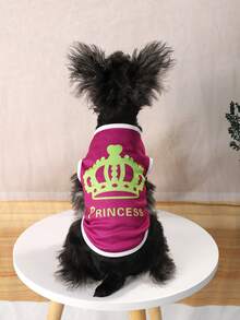 1 Miếng Thú cưng Áo vest Với Thiết kế vương miện - Màu Hồng Tươi - Xem 3