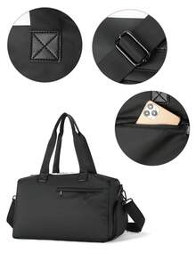 Floless 男女運動專用小型健身袋,防水旅行揹包配有鞋口和濕包,運動健身手提袋,輕量周末隨行包,可摺疊訓練運動掛袋,適用於旅行跳舞健身游泳瑜珈. 健身袋/旅行袋/瑜珈袋 適用女性 - 黑色 - 查看 5