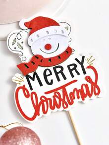 4 件随机圣诞蛋糕装饰、蛋糕甜点插件、圣诞快乐印花、圣诞派对婚礼餐厅家居蛋糕装饰、圣诞配件、厨房用品、烘焙工具 - 彩色 - 查看 2