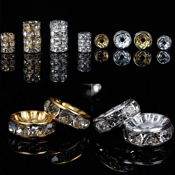 40/80/100pcs 6/8mm Gold/silver-color Rhinestone Circle | SHEIN USA