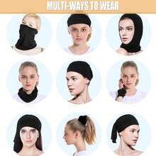 防晒抗紫外线 4 件装骑行围巾运动颈套防晒头套男士户外钓鱼骑行降温面罩黑色+藏青色+蓝色+深灰色滑雪面罩 - 彩色 - 查看 11