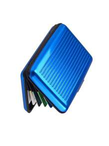1pc Credit Card Case Name Card Holder Case Close-Fitting Card Case Striped Card Case ID Case - Blue - View 5