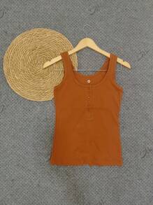 Women Tank Tops & Camis - Rust Brown - View 1