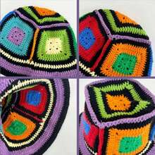 1pc Women Colorful Crochet Y2K Fisherman Bucket Hat, Suitable For Daily Wear (Random Color) - Multicolor - View 9
