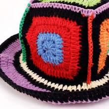 1pc Women Colorful Crochet Y2K Fisherman Bucket Hat, Suitable For Daily Wear (Random Color) - Multicolor - View 8