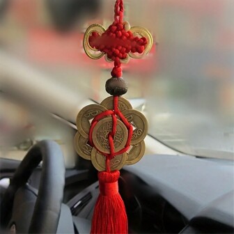 Feng Shui Chinese Knot Tassel China Mascot Lucky Charm Ancient Coins Prosperity Protection Good Fortune Metal Car Home Decoration Accessory Crafts,Home Decor ,Room Decor,Wall Decor Gifts Birthday Graduation