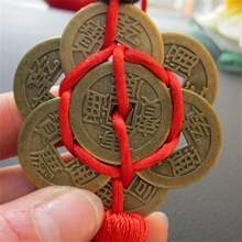 Feng Shui Chinese Knot Tassel China Mascot Lucky Charm Ancient Coins Prosperity Protection Good Fortune Metal Car Home Decoration Accessory Crafts,Home Decor ,Room Decor,Wall Decor Gifts Birthday Graduation - Gold - View 6