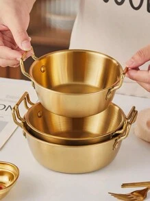 1pc Stainless Steel Plate, Minimalist Golden Food Tray For Home - Gold - View 12