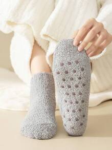 3双装女士多色加厚抓绒袜，防滑设计，适合冬季日常穿着，舒适保暖 - 彩色 - 查看 3