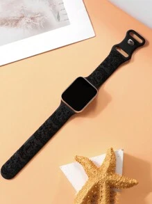 1pc Men's And Women's Black Waterproof Sports Christmas Skull Engraved Pattern Silicone Apple Watch Band Compatible With Apple Watch 38mm 40mm 41mm 42mm 44mm 45mm 49mm Soft Sport Strap Replacement WristBand Compatible With Apple Watch Series 9 8 7 6 5 4 3 2 1 SE Ultra 2