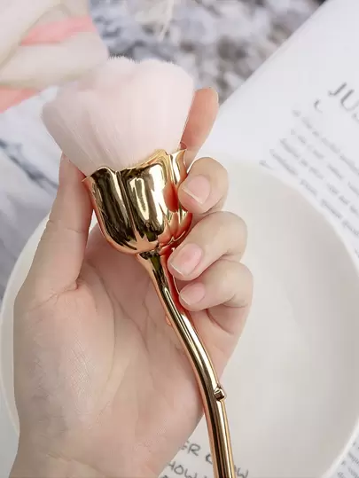 1Pc Gold Color Powder Brush & Nail Brush For Nail Art Nail Art Dust Powder Remover Brush Nail Dust Brushes