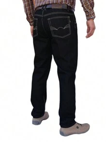 John Silver Men's Straight Denim Pants - 深灰色 - 查看 2