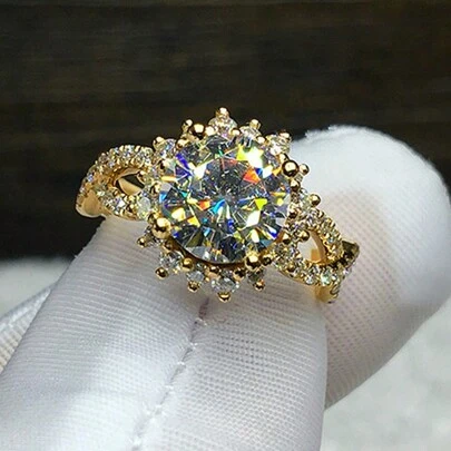 1 pieza de moda redondo anillo de diamantes de imitación adecuado para de mujeres uso diario