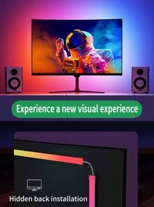 Giám sát Đèn nền LED , Dải ánh sáng Led Với Màn Màu sắc Hoặc Âm nhạc , RGBIC Máy tính Ánh sáng Dải Giám sát , Bàn làm việc Chơi game Led , USB Giao diện , Kiểm soát Silicone Ánh sáng Dải - trắng - Xem 3