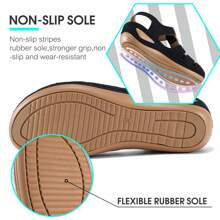 Women's Retro Wedge Black Sandals- Super Breathable, Stylish Closed Toe Cut-Out Design With Arch Support.Women Comfortable Wedge Sandals,Perforated Closed Toe Slip On Sandals, Effortless Slip-On, Perfect For Match With Dress And Casual Outdoor,Beach Shoes For Vacation, Travel, Walking; Summer Fashion Slippers For Women - 黑色 - 查看 3