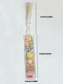 1入隨機新花紋書籤,流蘇裝飾的便攜書籤,適用於學生和老師閱讀時使用 - 彩色 - 查看 11