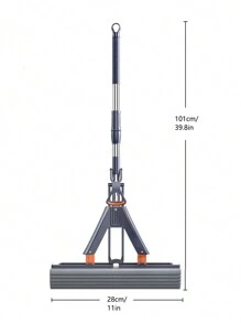 1 Pieza De Trapeador Grande Y Automático Plegable Con Cabeza De Esponja Para Limpieza Del Hogar - Gris - Ver 5