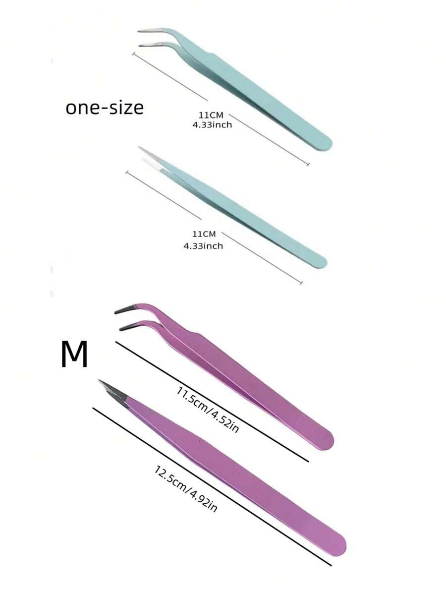 Colorful Tweezers Set For Bullet Journaling, Including Straight And
