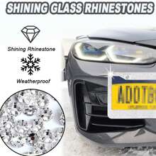 Bling Diamond License Plate Frames 2 Packs- AIRXWILLS Rhinestone License Plate Frames For Women, Stainless Steel Sparkly Car Plate Frame, 3 Styles To Choose:1PC/2pcs/2pcs+Bling Valve Stem Caps - White - View 2