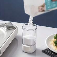 1pc Press Type Quantitative Salt Bottle With Measuring Scale Seasoning Dispenser For Kitchen Bbq - White - View 3