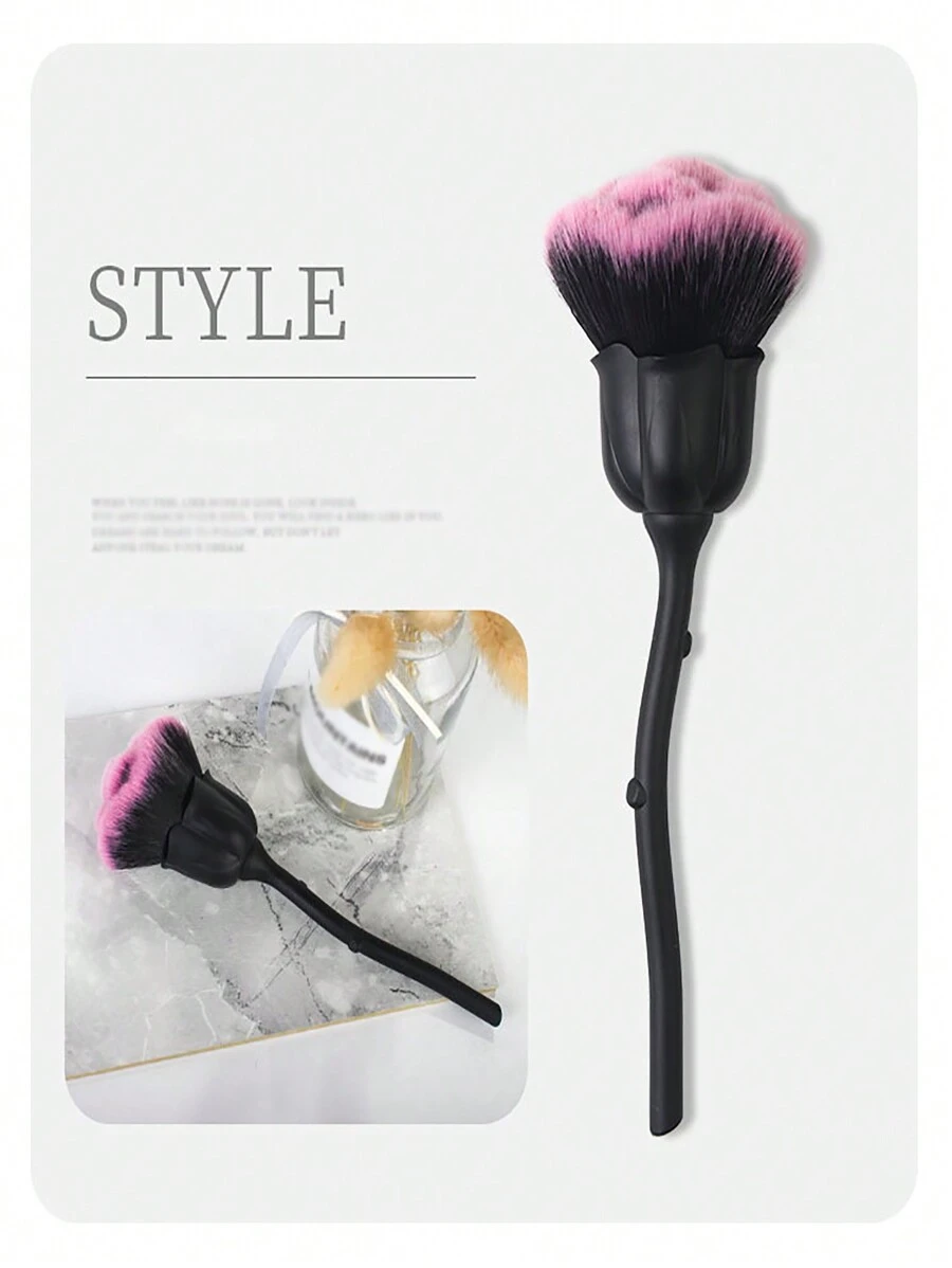 1入黑色和粉色刷毛指甲灰塵清潔刷指甲藝術灰塵去除器刷清潔器刷,適用於家庭美甲沙龍