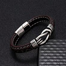 Thời trang Phụ kiện , Sành điệu Thủ công Châu Âu & Châu Mỹ Cô gái Goth hiện đại Hai tông màu chất liệu da PU Vòng tay Cho nam giới Với Thép không gỉ Khóa từ tính - vòng tay màu nâu - Xem 5