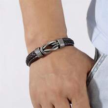 Thời trang Phụ kiện , Sành điệu Thủ công Châu Âu & Châu Mỹ Cô gái Goth hiện đại Hai tông màu chất liệu da PU Vòng tay Cho nam giới Với Thép không gỉ Khóa từ tính - vòng tay màu nâu - Xem 7