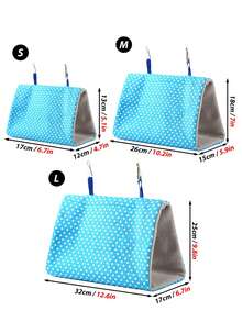1 件爪子图案印花耐磨帆布材料热衬里 PVC 垫泰迪熊窝鹦鹉吊床，适合鸟类，春季和秋季 - 藍色 - 查看 5