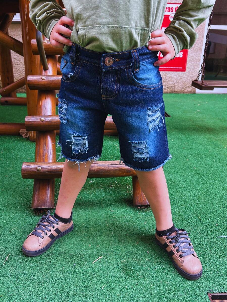 Tween Boys Denim Shorts - Rửa tối - Xem 1