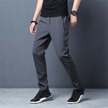 Pantalones casuales de corte slim estilo coreano para hombre, para otoño - Gris Oscuro - Ver 2