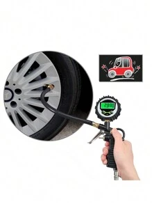 Digital Display Air Pressure Gun Car EU Tire Pressure Inflator Gauge LCD Display Car Tire Pressure Check Tool accessori auto - Black - View 4