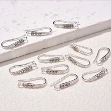 10pcs Fashionable Copper Earring Hooks With Rhinestone Decoration, Suitable For Diy Handmade Jewelry - Multicolor - View 6