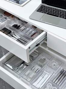 1pc Transparent Drawer Style Makeup Storage Box With Compartments For Cosmetics, Perfumes, Lipsticks, Eyebrow Pencils, Etc.,For Holiday Beach, Bathroom Collection, Bedroom Collection, Large Capacity